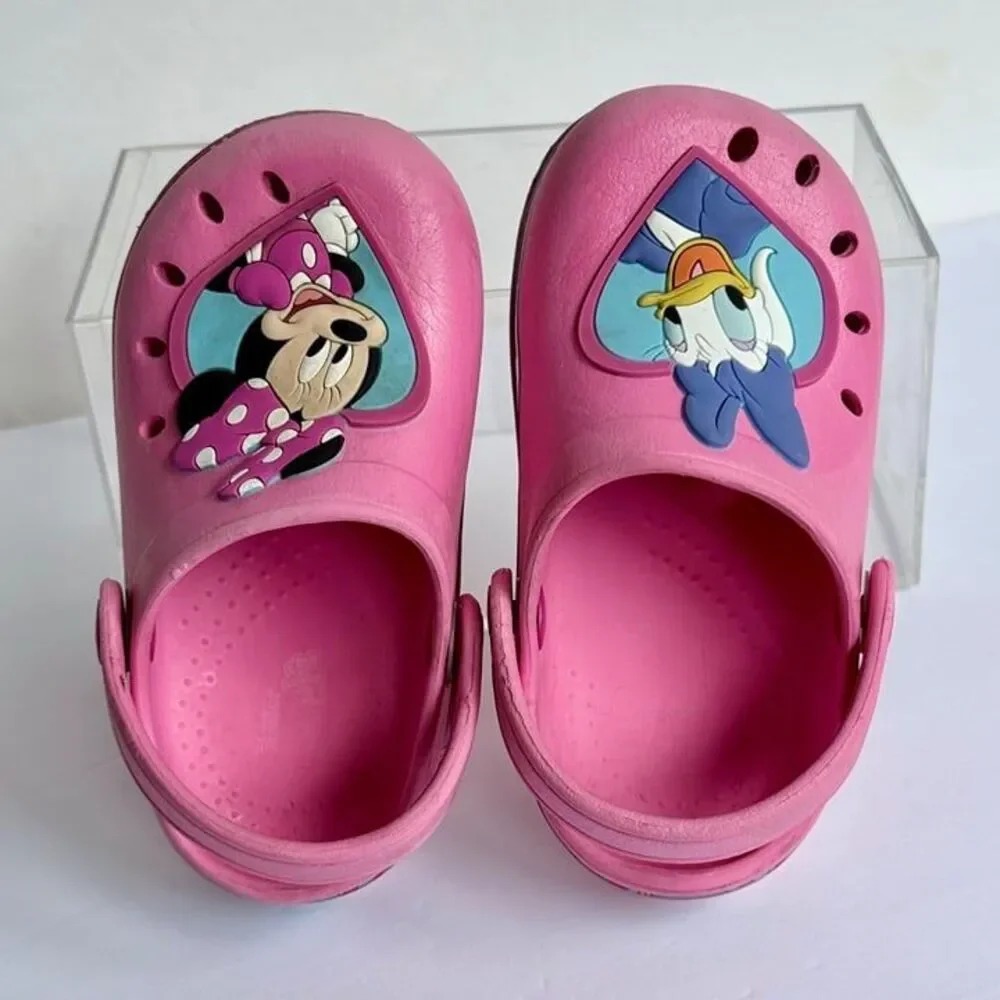 Disney Minnie & Daisy Toddler Girls Sz 7-8 Clogs Pink Water Shoes Beach Swim